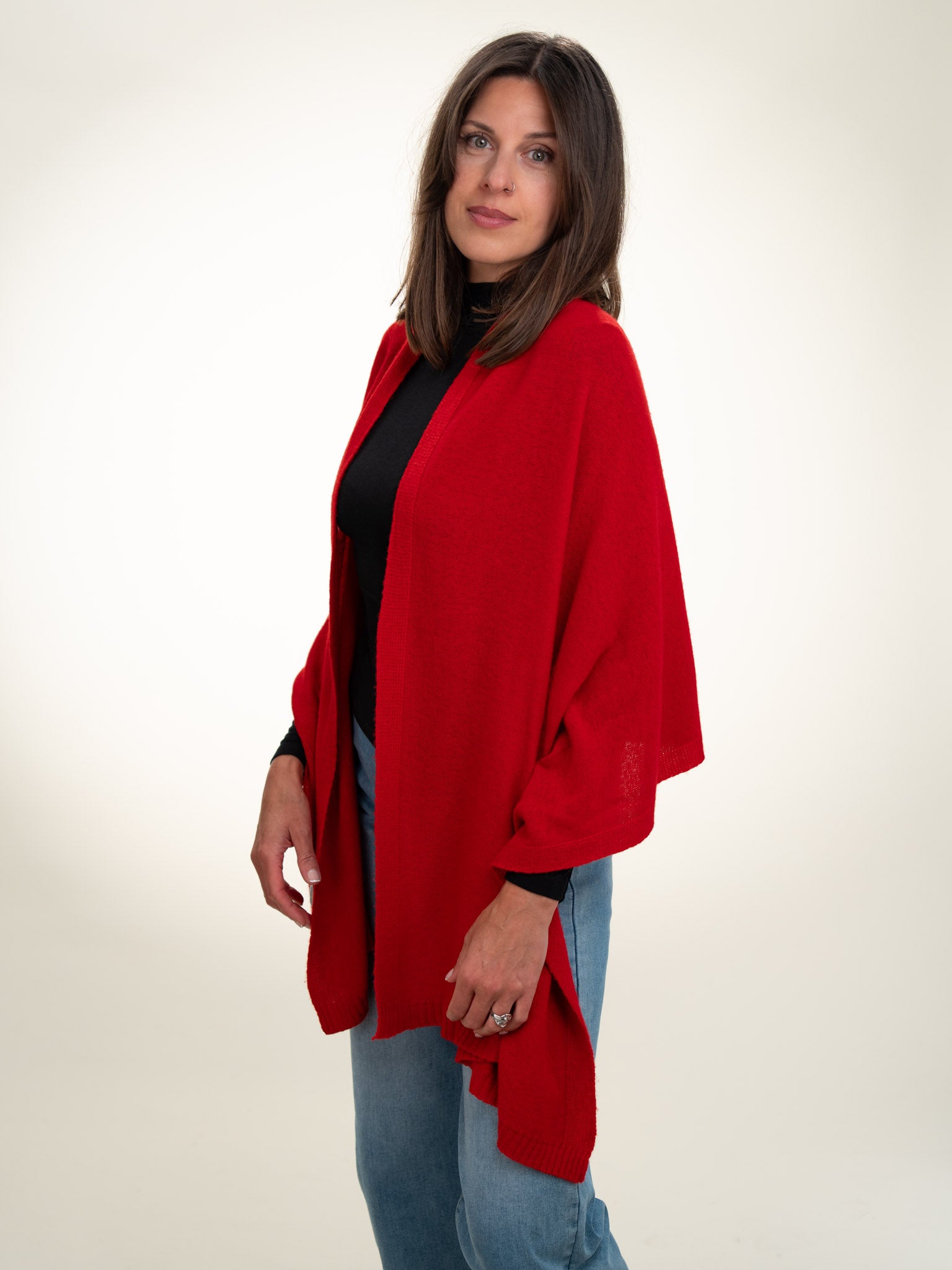 Roma Layering Cashmere Blend Shawl Bright Red