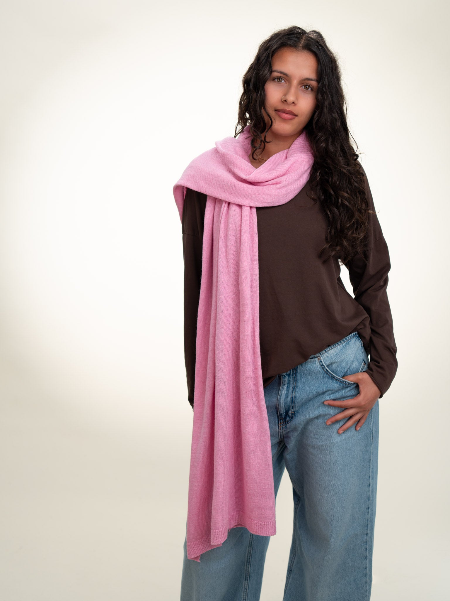 Roma Layering Cashmere Blend Shawl Candy Pink