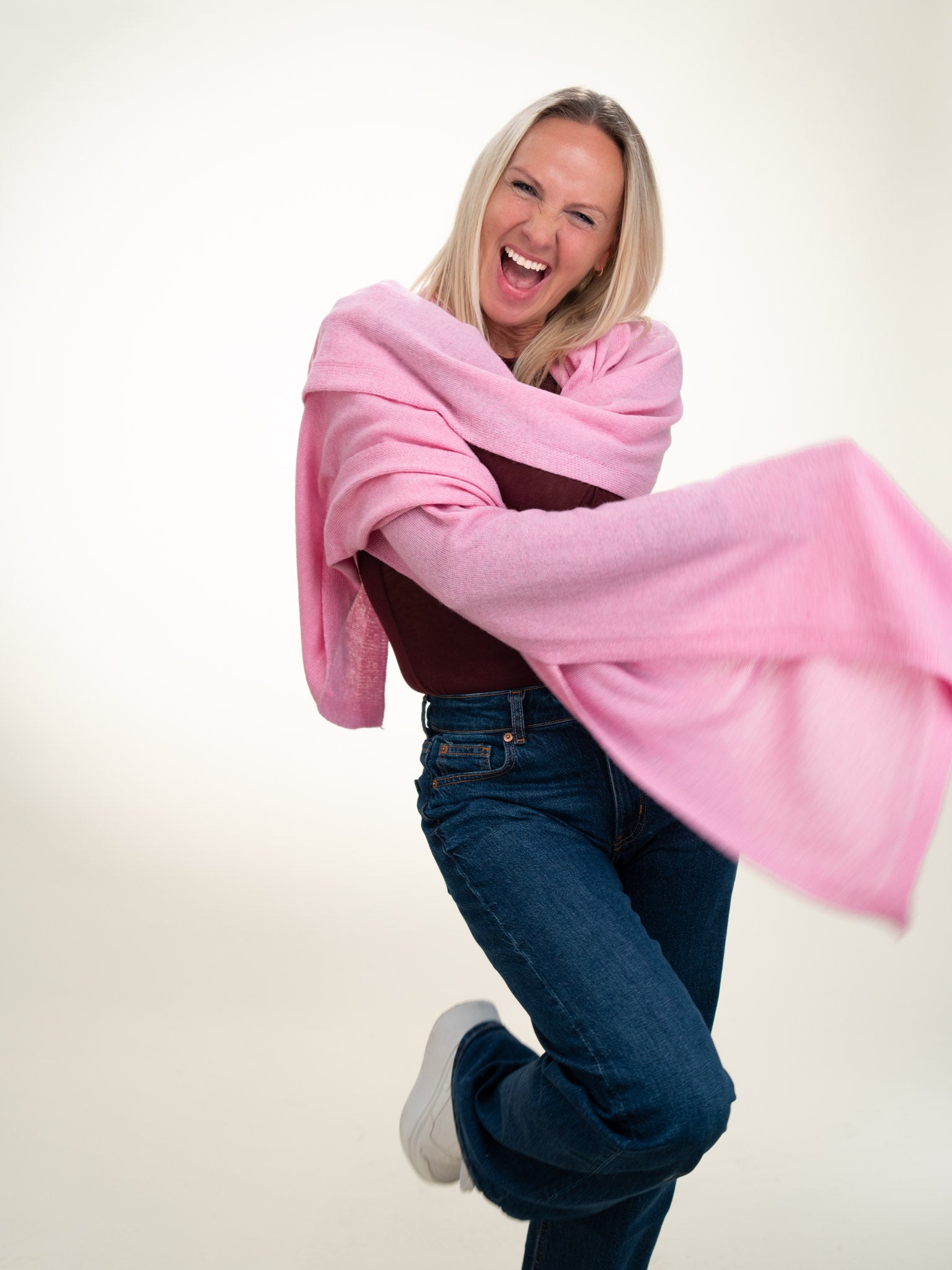 Roma Layering Cashmere Blend Shawl Candy Pink