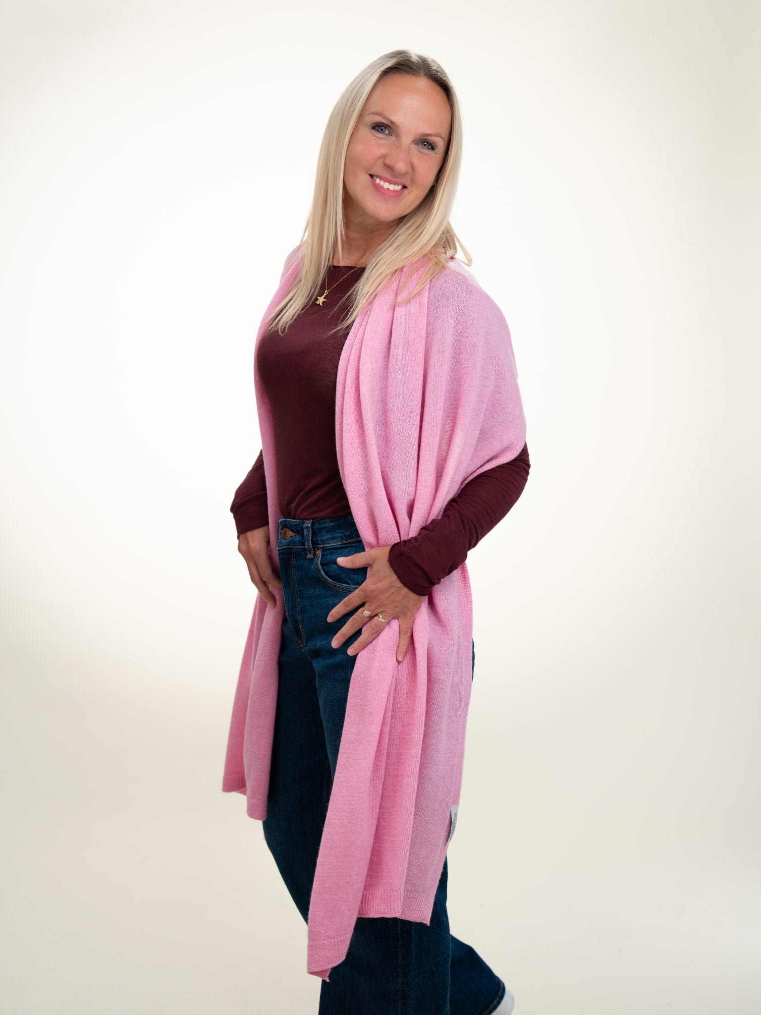Roma Layering Cashmere Blend Shawl Candy Pink
