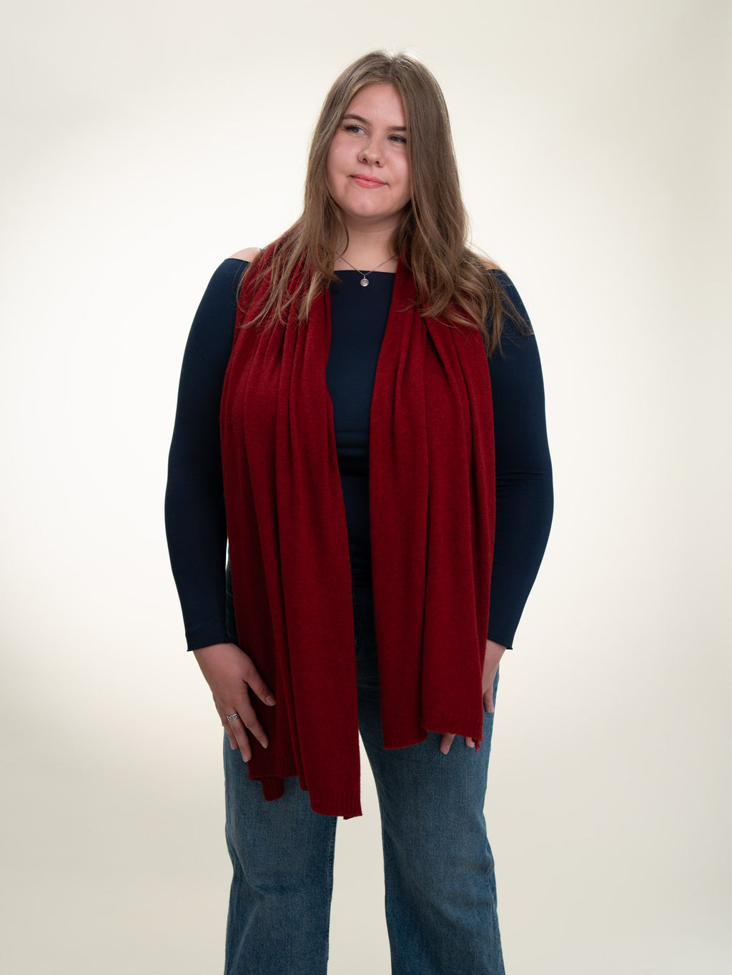 Roma Layering Cashmere Blend Shawl Dark Red