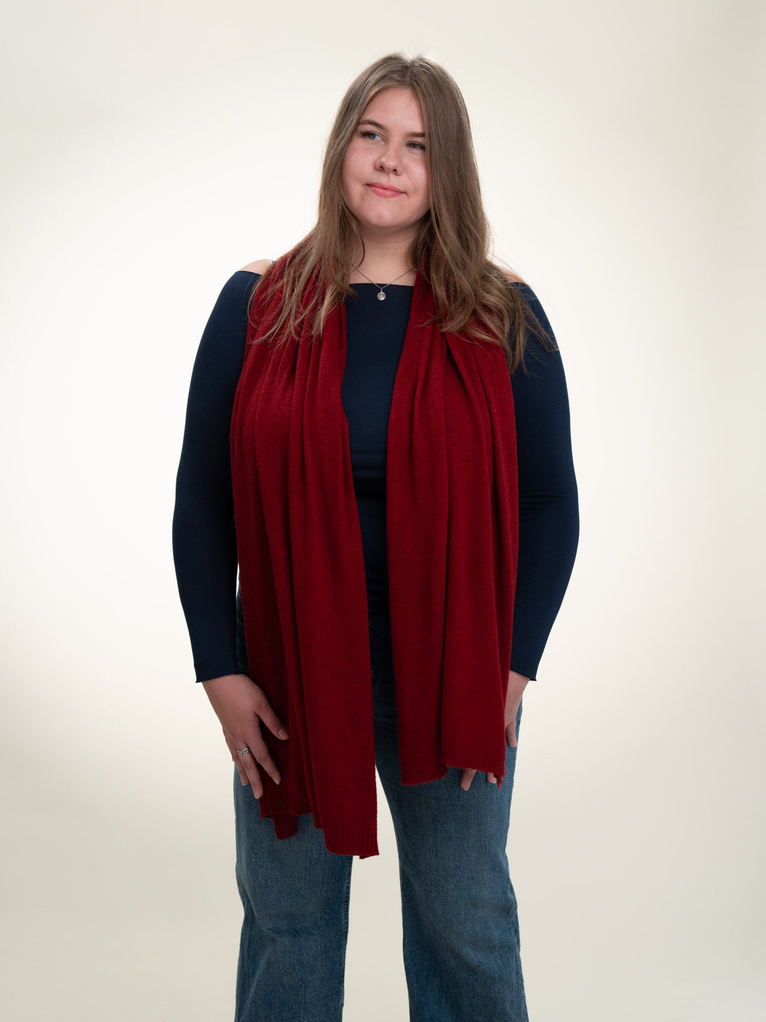Roma Layering Cashmere Blend Shawl Dark Red