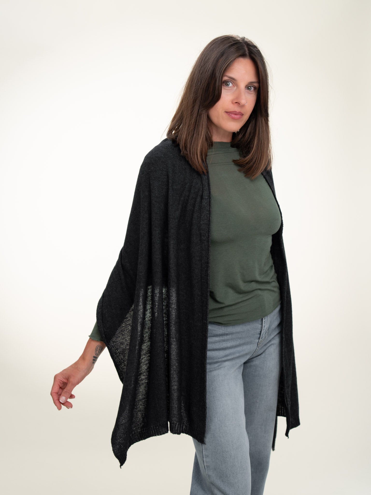 Roma Layering Cashmere Blend Shawl Anthracite Dark Gray