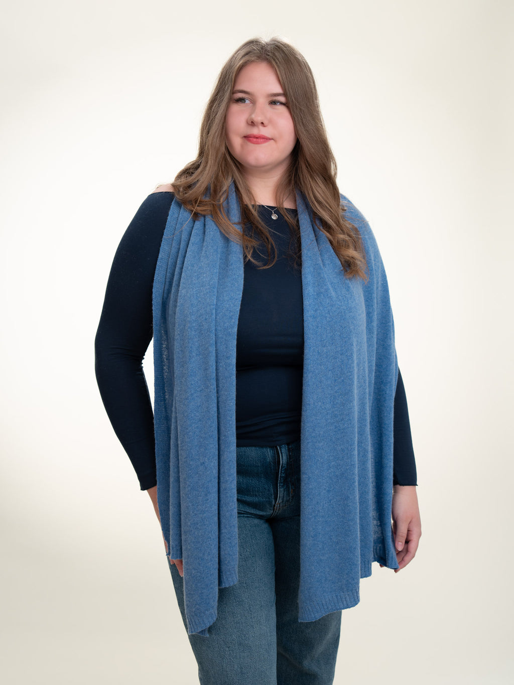 Roma Layering Cashmere Blend Shawl Denim Blue
