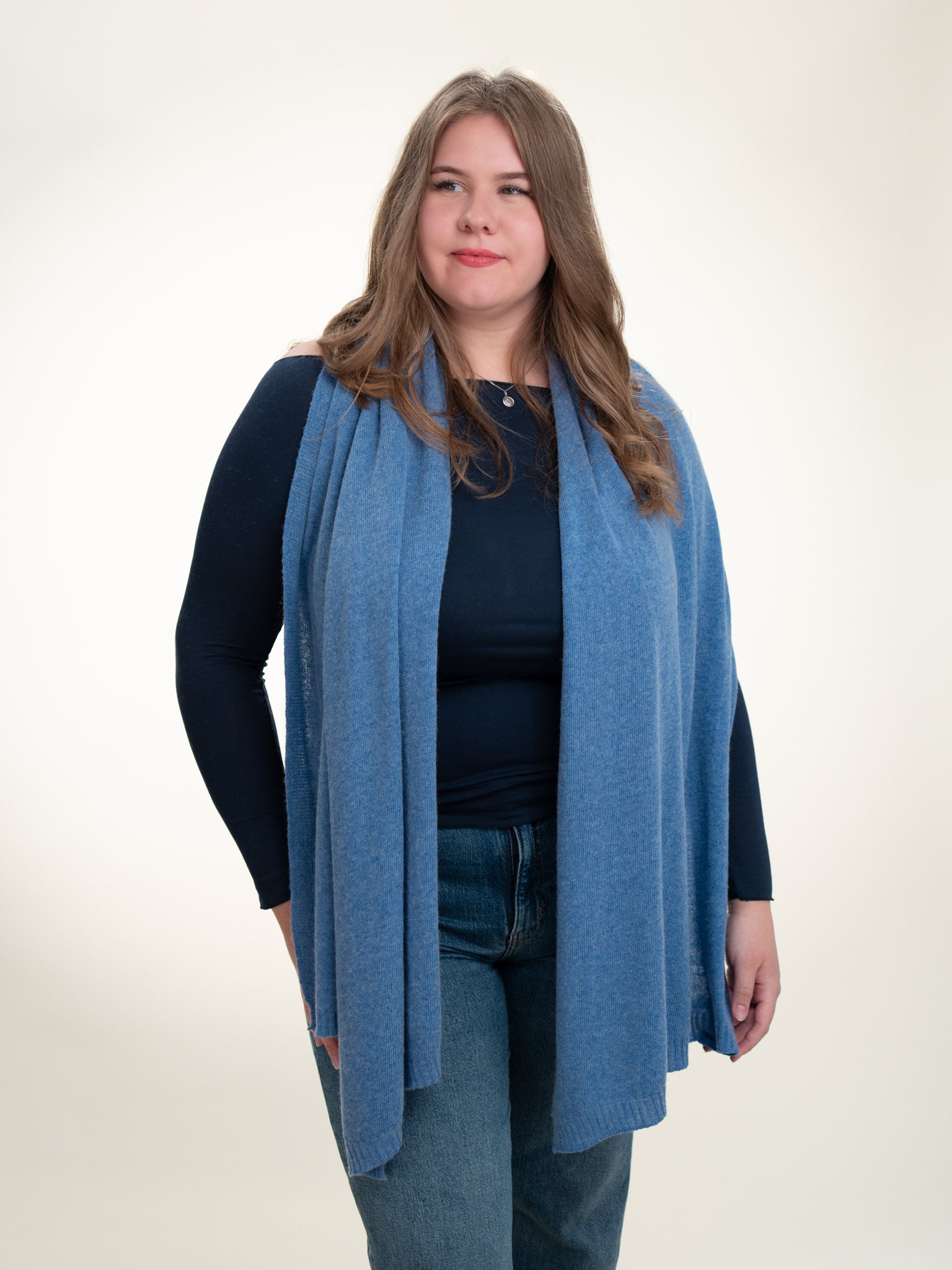 Roma Layering Cashmere Blend Shawl Denim Blue