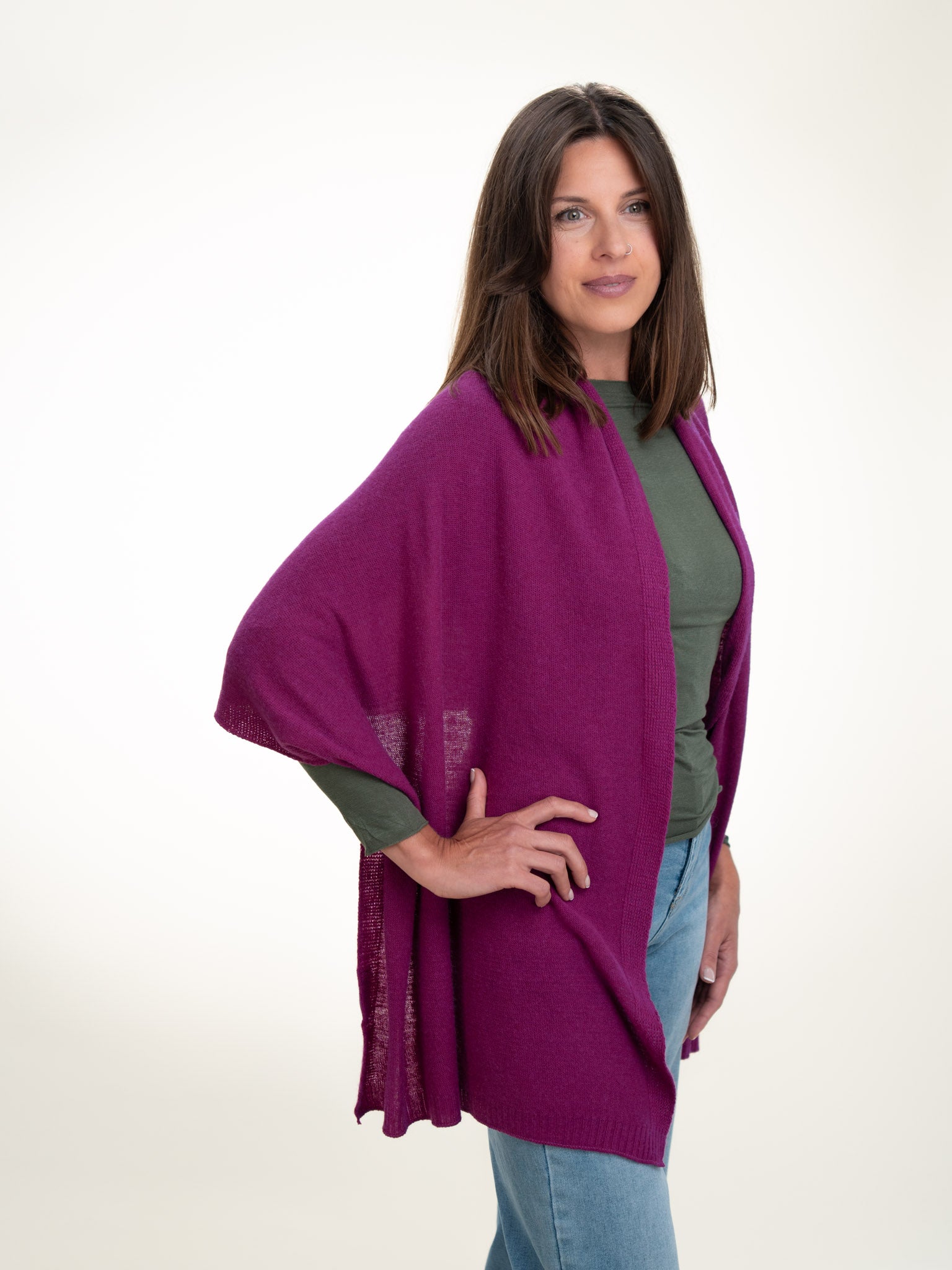 Roma Layering Cashmere Blend Shawl Magenta