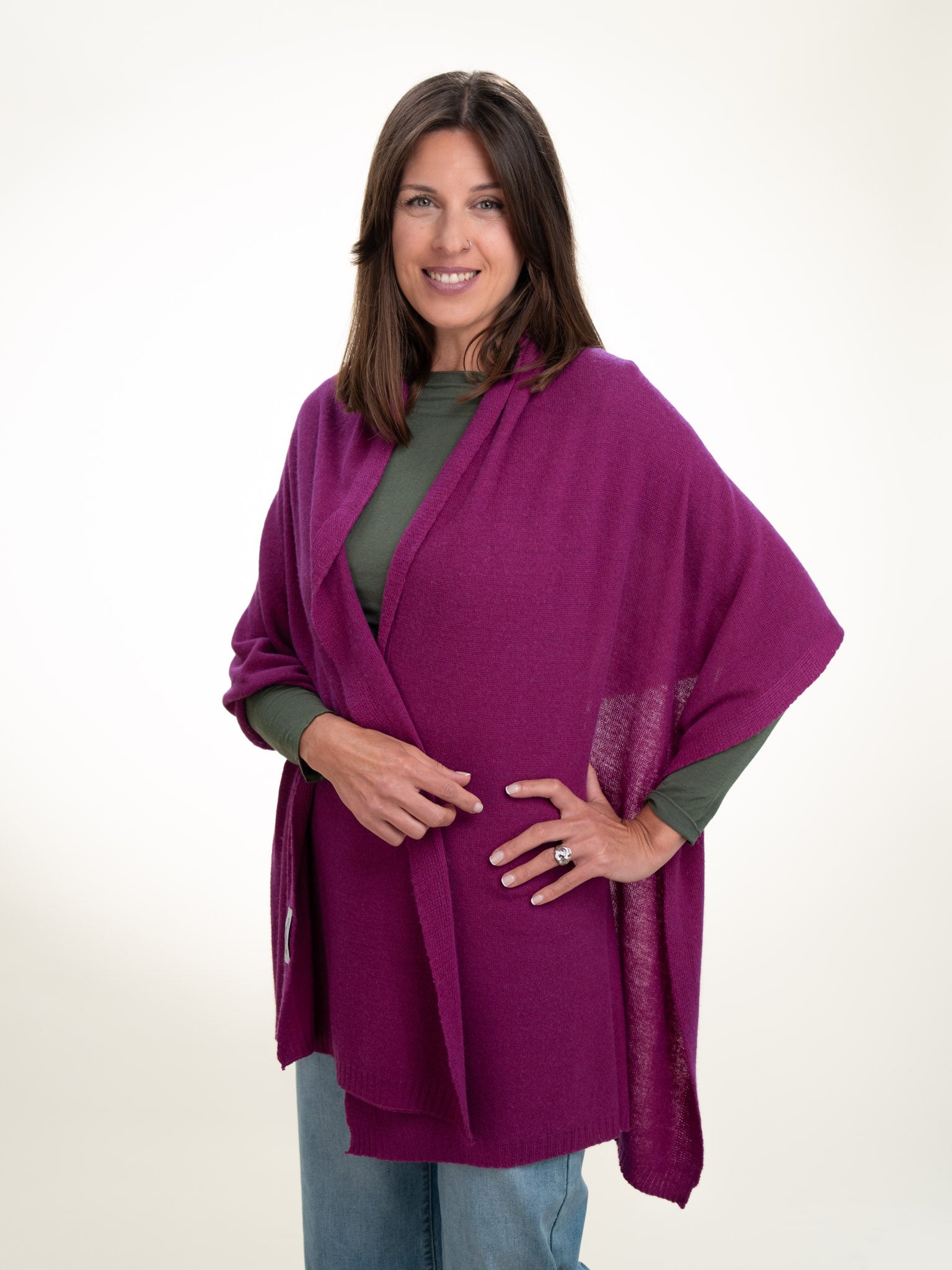 Roma Layering Cashmere Blend Shawl Magenta