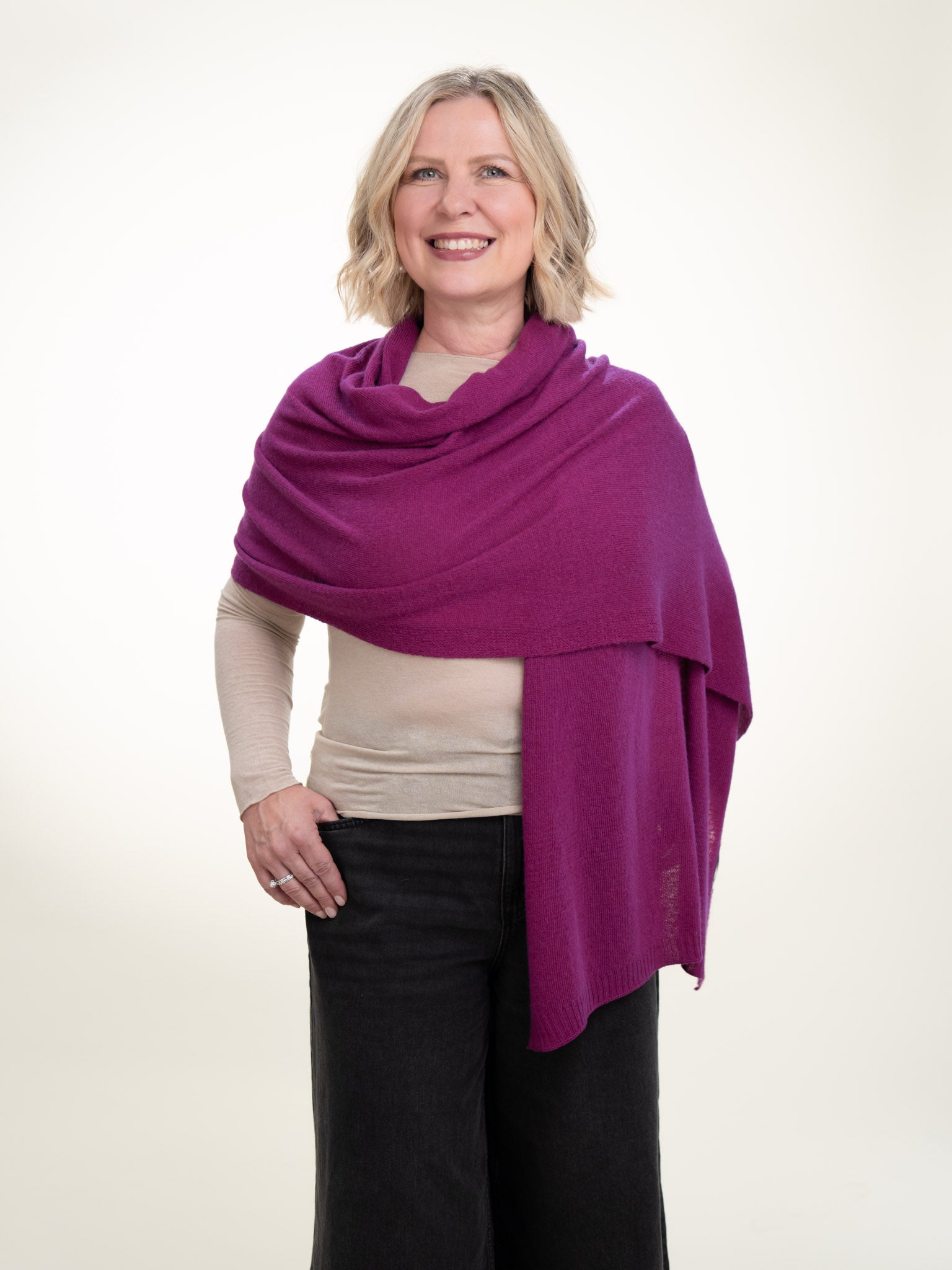 Roma Layering Cashmere Blend Shawl Magenta