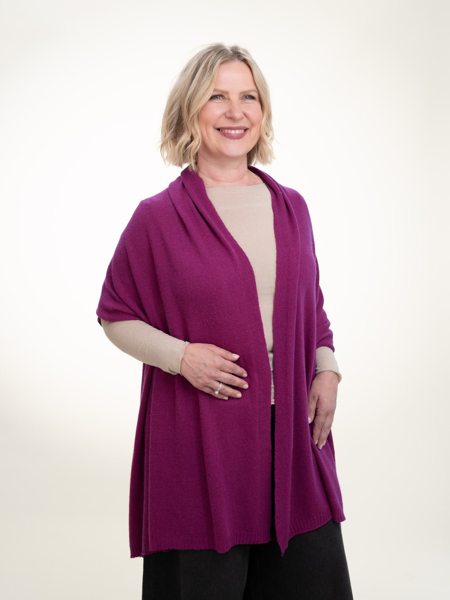 Roma Layering Cashmere Blend Shawl Magenta