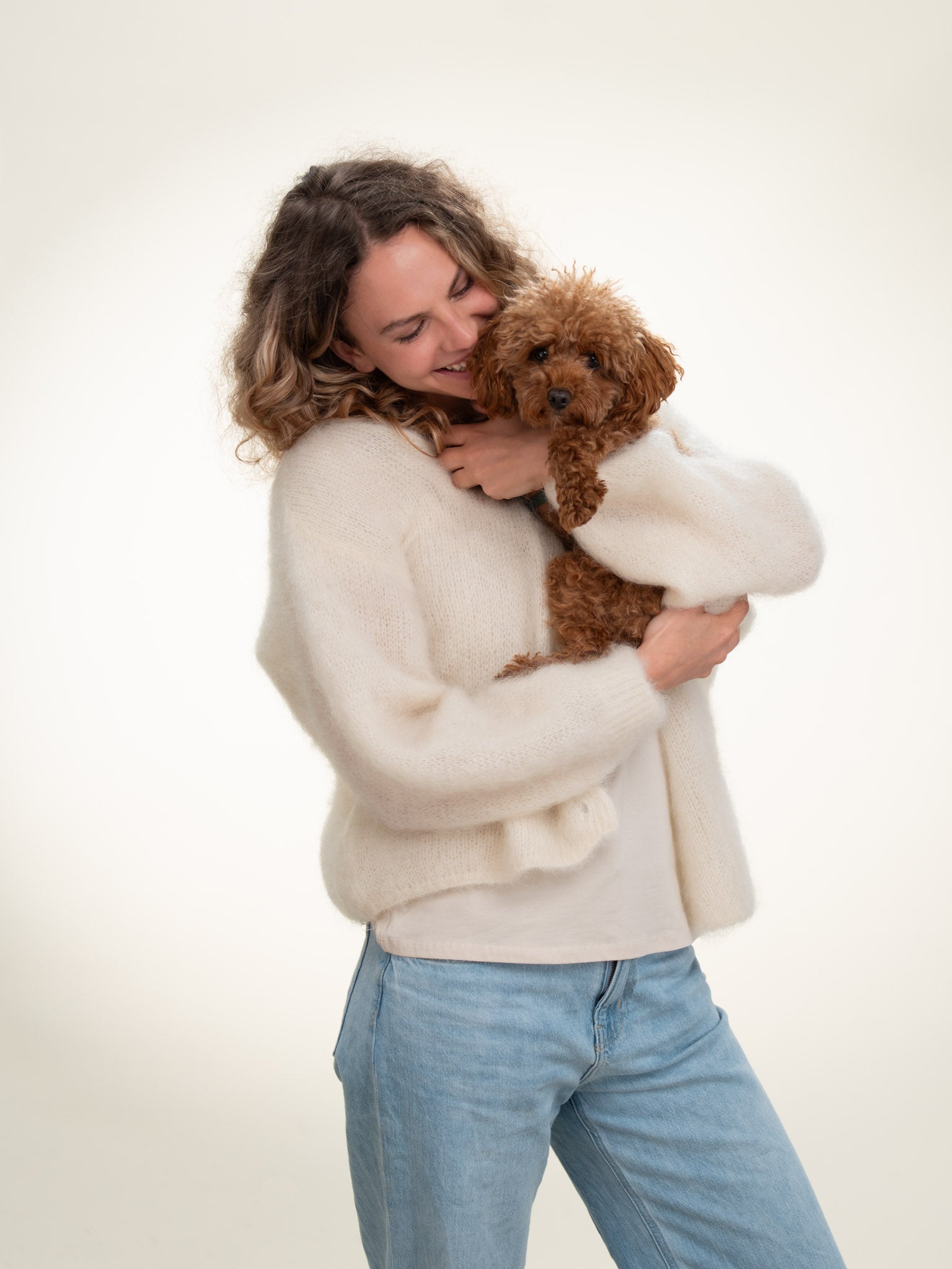 Valentina - Italian Mohair V-Neck Cardigan Butter Cream