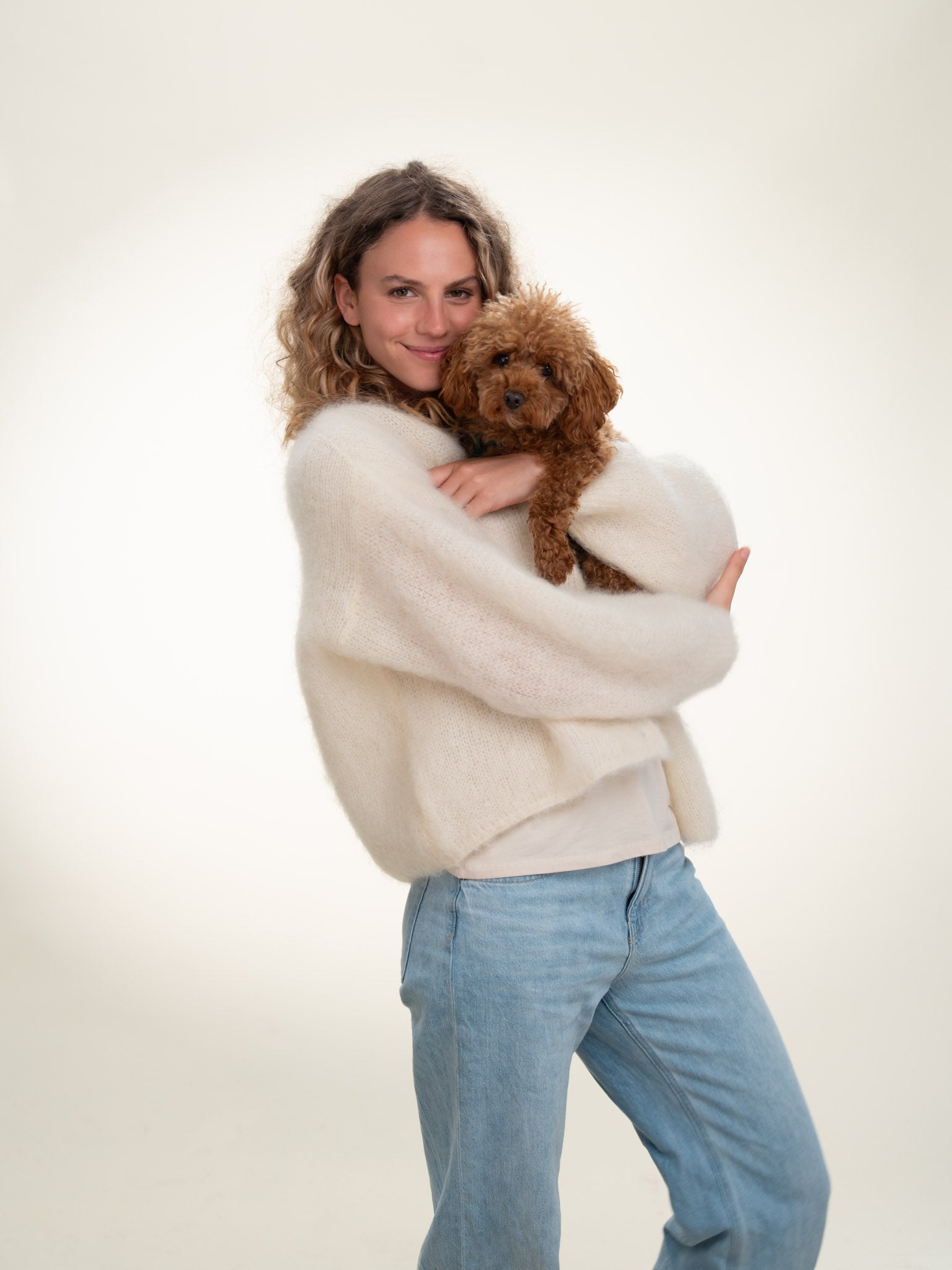 Valentina - Italian Mohair V-Neck Cardigan Butter Cream