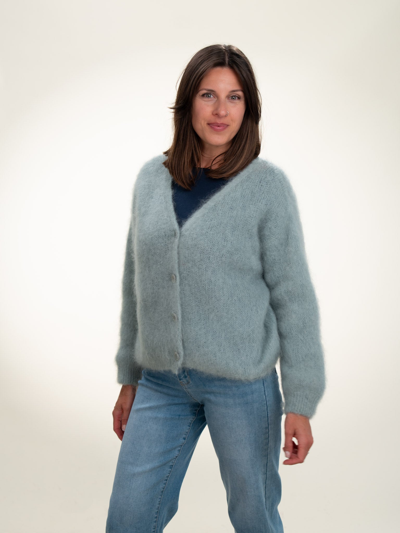 Valentina - Italian Mohair V-Neck Cardigan Sage