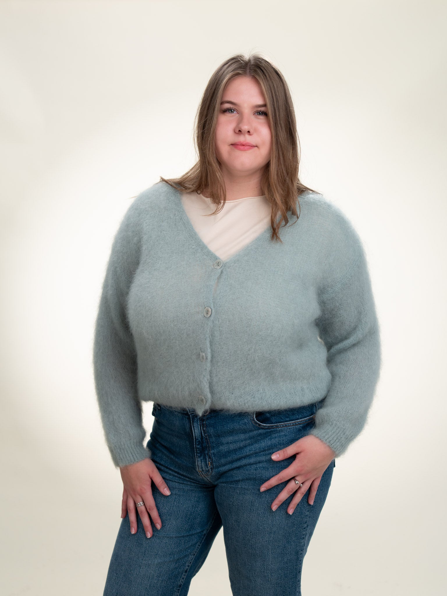 Valentina - Italian Mohair V-Neck Cardigan Sage