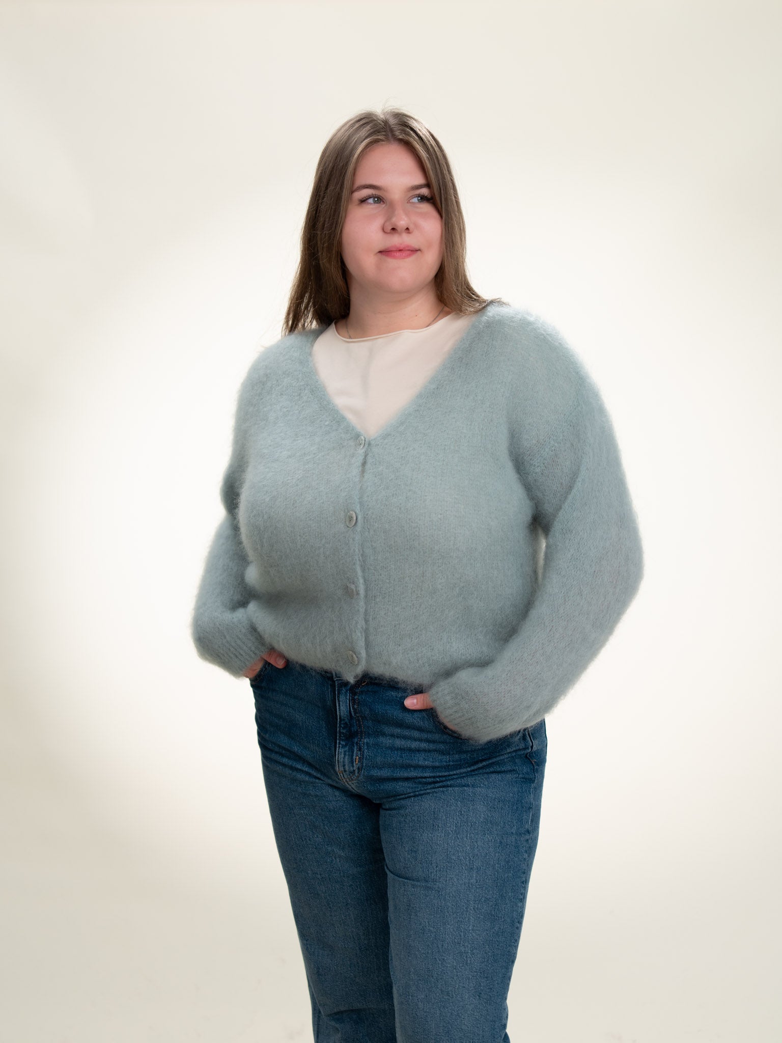 Valentina - Italian Mohair V-Neck Cardigan Sage