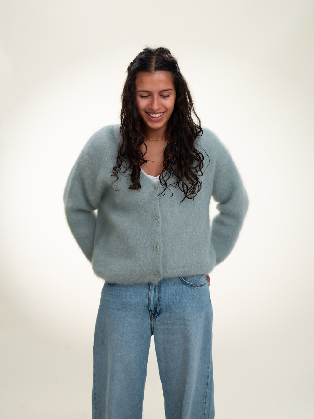 Valentina - Italian Mohair V-Neck Cardigan Sage