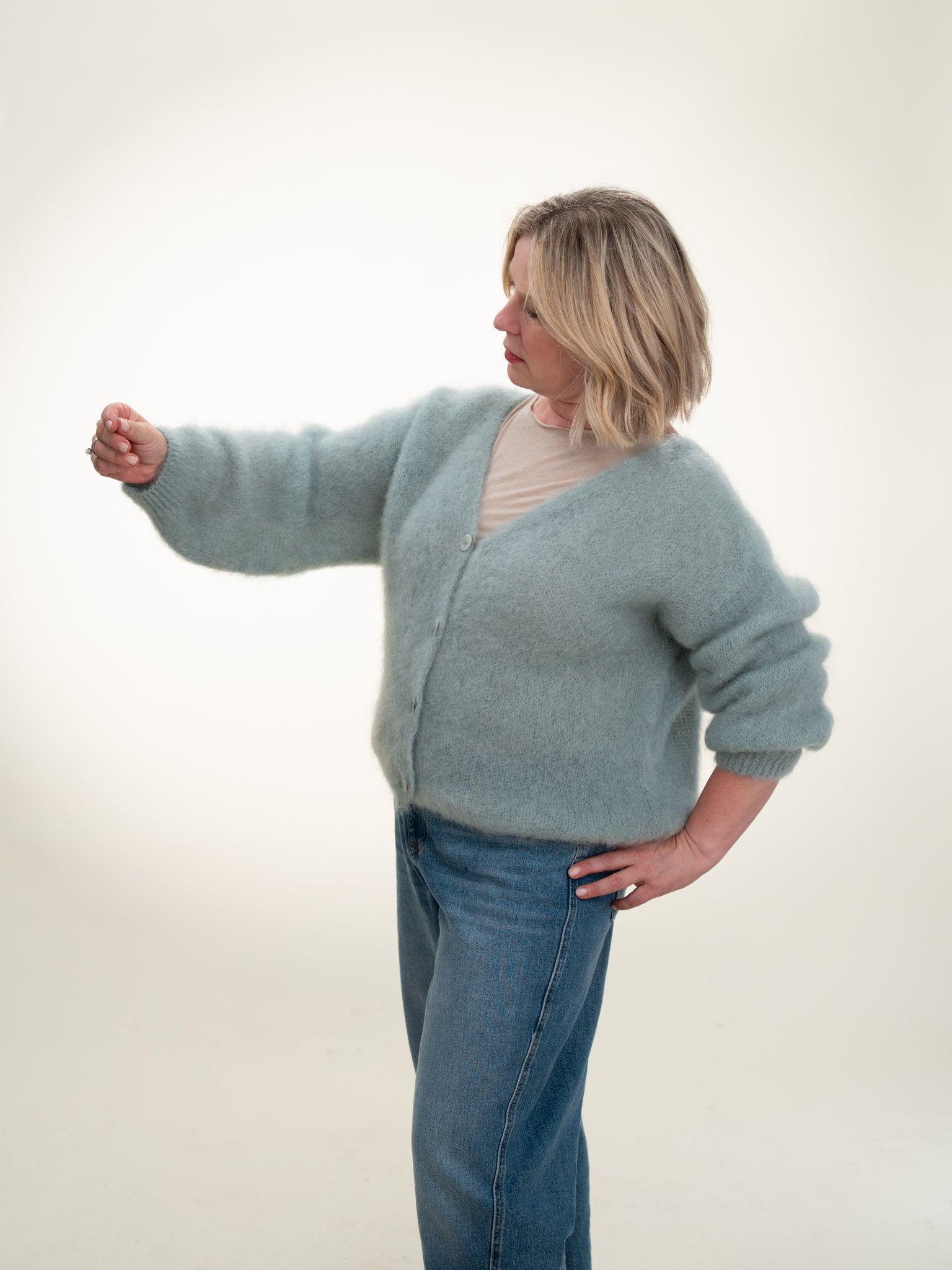 Valentina - Italian Mohair V-Neck Cardigan Sage