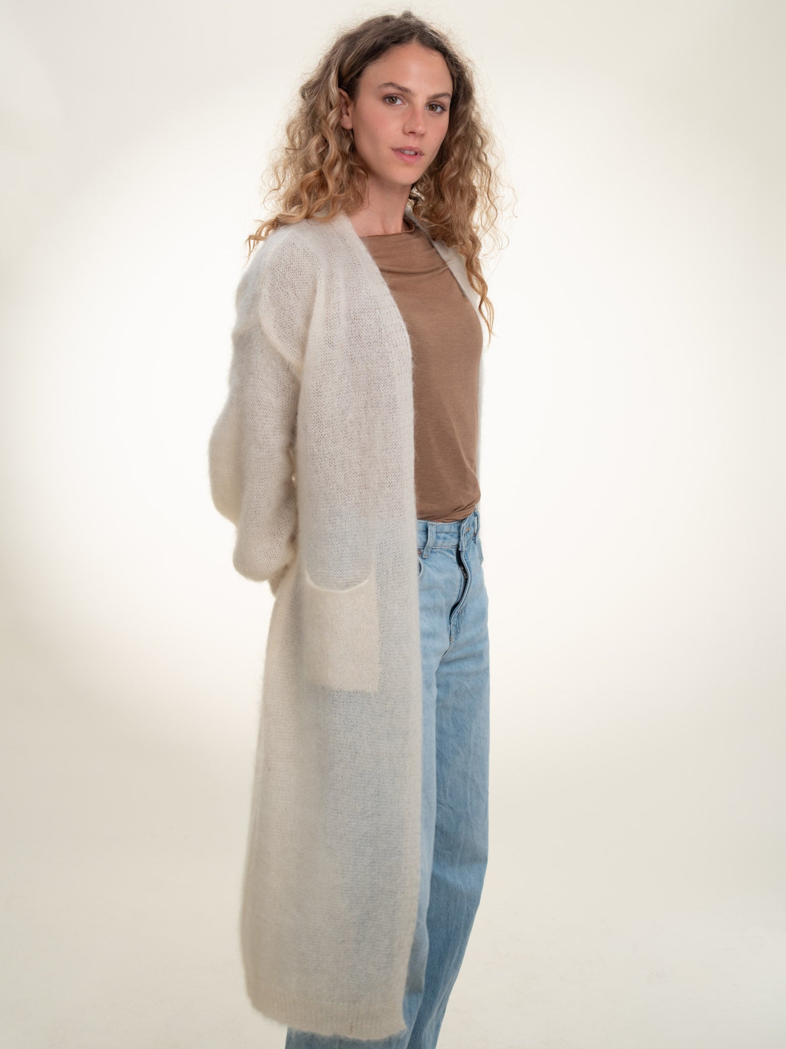 Sofia - Italian Long Mohair Cardigan Butter Cream