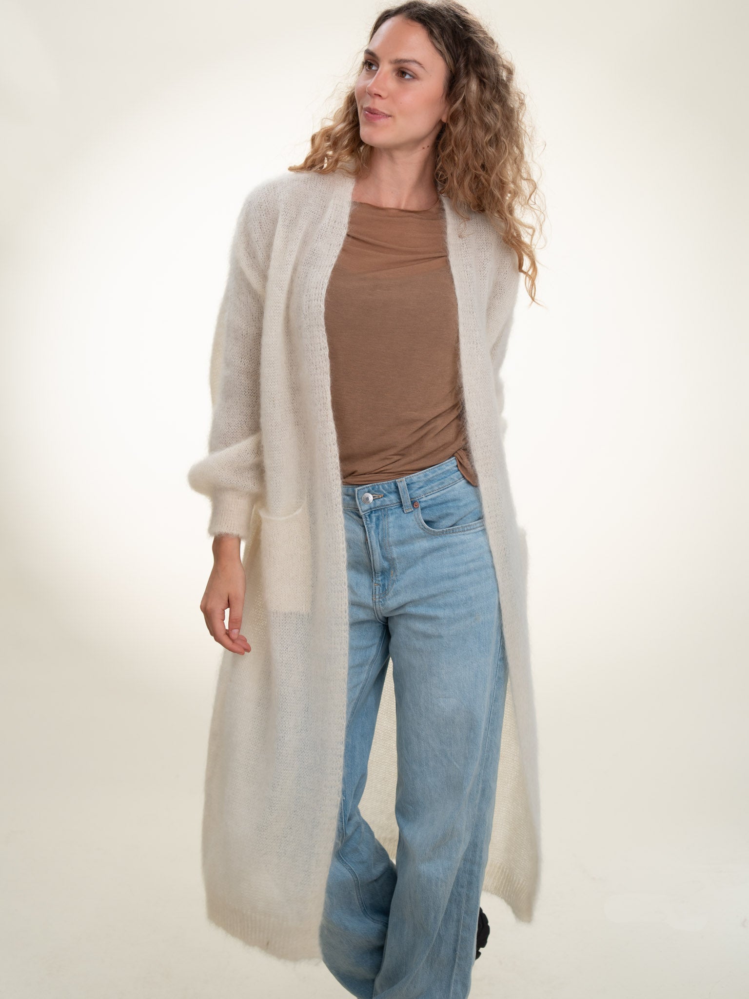 Sofia - Italian Long Mohair Cardigan Butter Cream