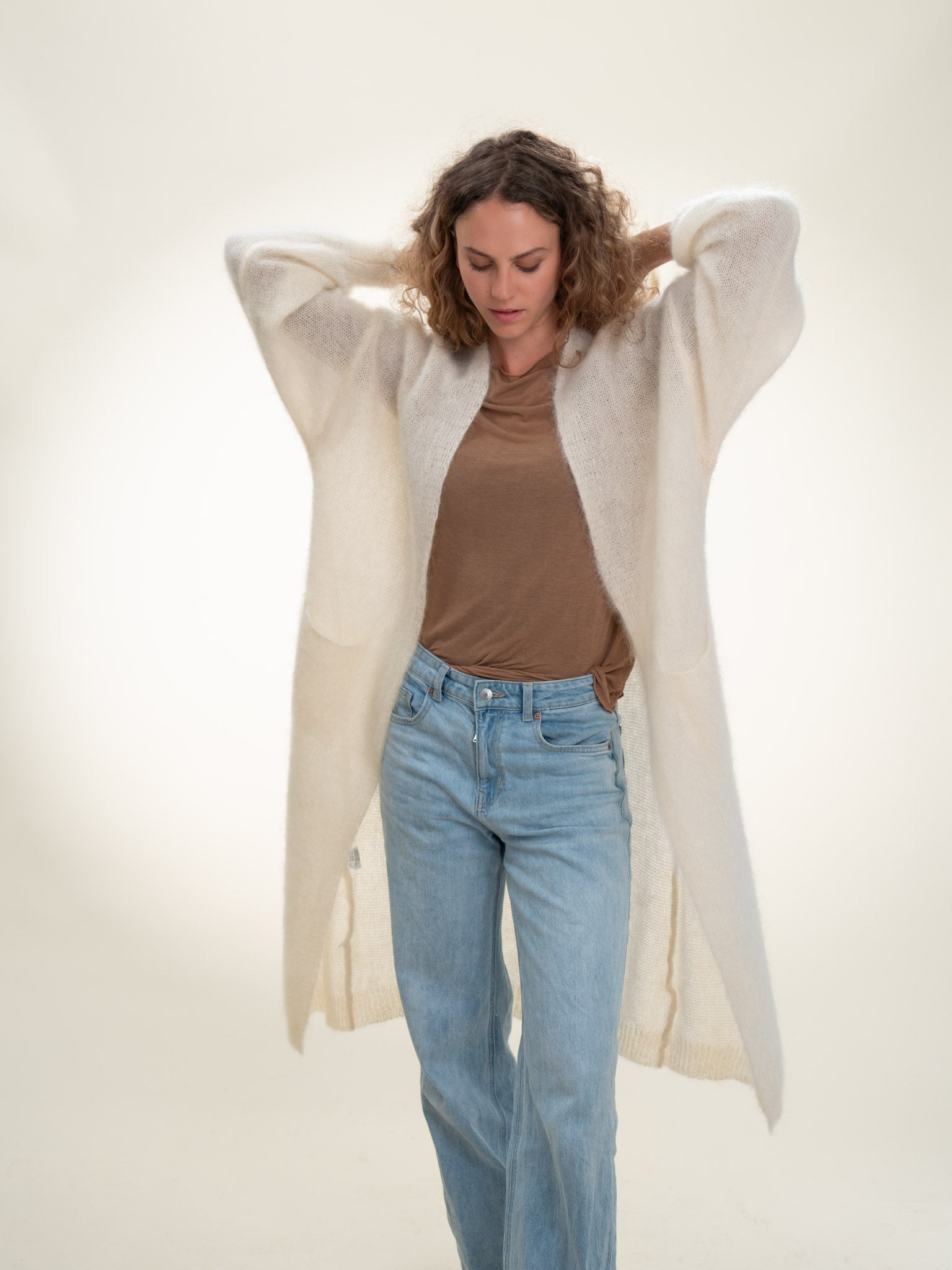 Sofia - Italian Long Mohair Cardigan Butter Cream