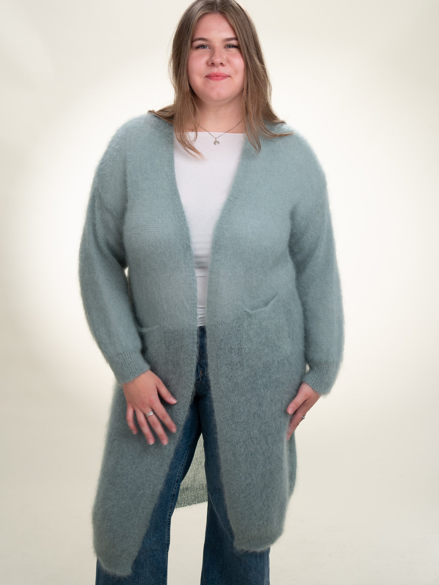 Sofia - Italian Long Mohair Cardigan Sage